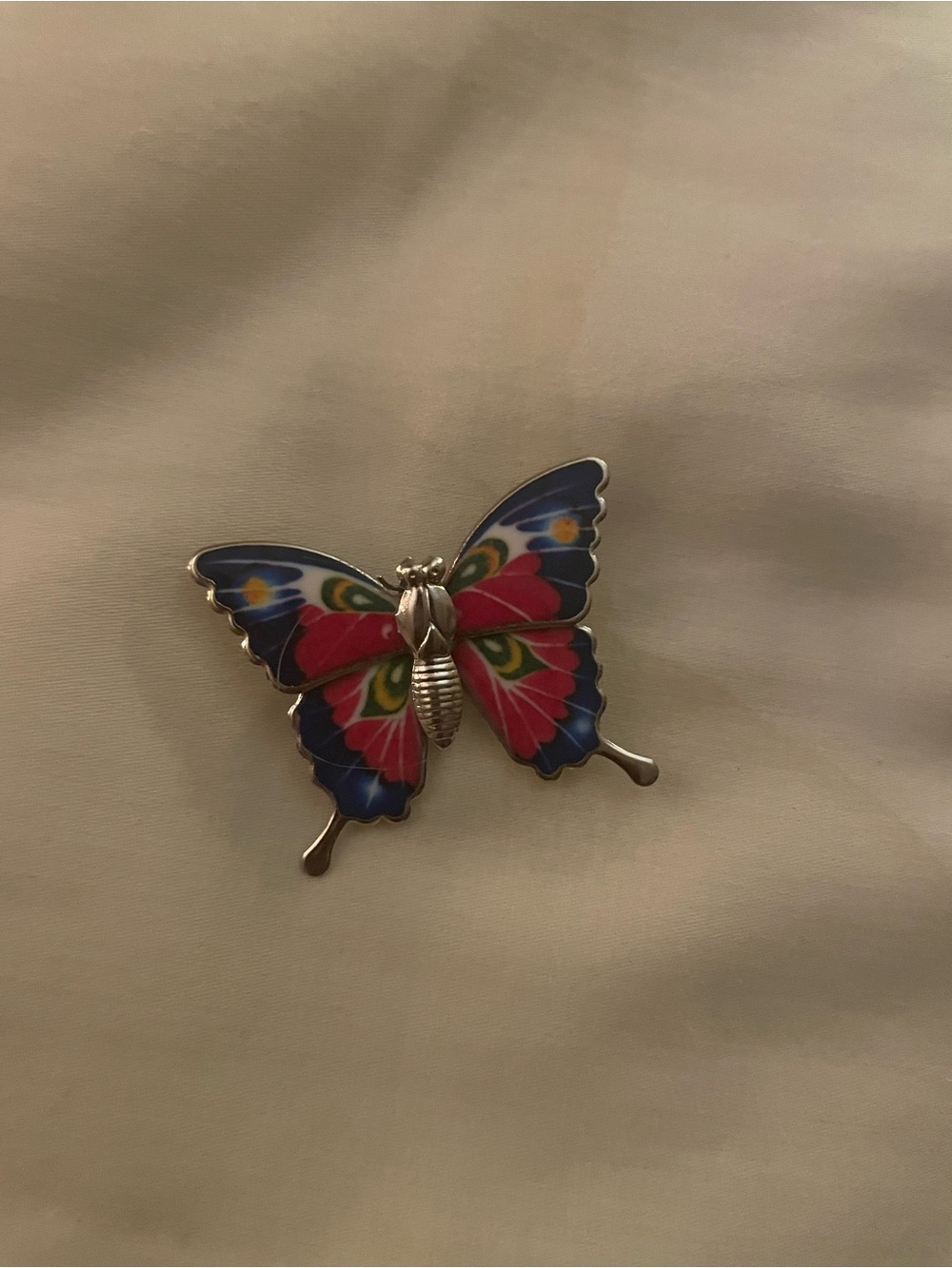 Colorful Butterfly Enamel Brooch - Pink & Blue